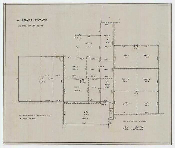 92748, A. H. Baer Estate, Twichell Survey Records