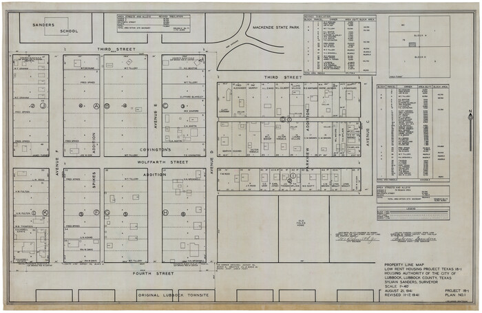 92753, Property Line Map, Low Rent Housing Project Texas 18-1, Housing Authority of the City of Lubbock, Twichell Survey Records