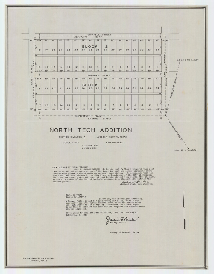 92756, North Tech Addition, Section 18, Block A, Twichell Survey Records
