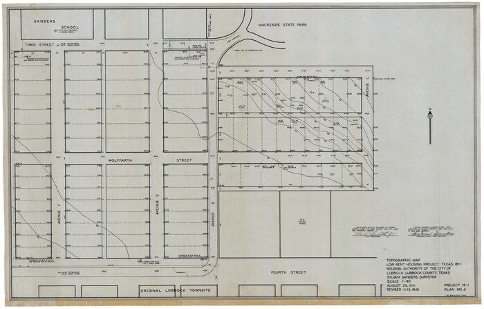 92757, Topographic Map, Low Rent Housing Project Texas 18-1, Housing Authority of the City of Lubbock (Plan No. 2), Twichell Survey Records