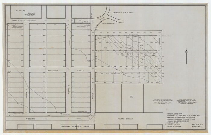 92757, Topographic Map, Low Rent Housing Project Texas 18-1, Housing Authority of the City of Lubbock (Plan No. 2), Twichell Survey Records