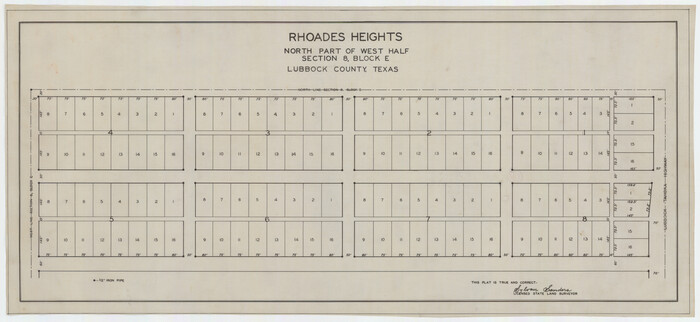 92759, Rhoades Heights, North Part of West Half, Section 8, Block E, Twichell Survey Records