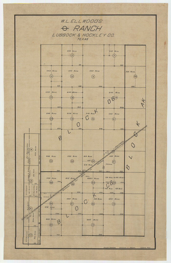 92762, W. L. Ellwood's O Ranch, Lubbock and Hockley Co., Twichell Survey Records