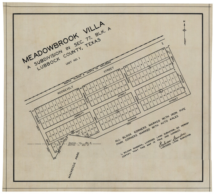 92768, Meadowbrook Villa a Subdivision in Section 77, Blk A, Twichell Survey Records