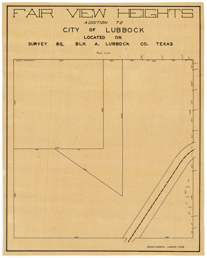 92770, Fair View Heights Addition to City of Lubbock Located on Survey 80, Blk. A, Twichell Survey Records