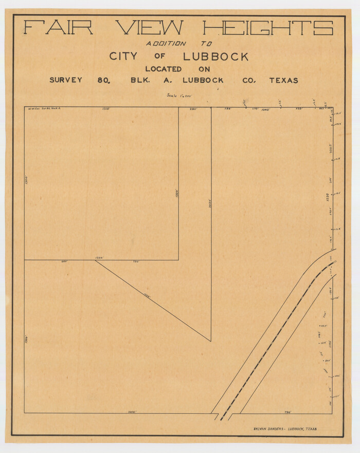 92770, Fair View Heights Addition to City of Lubbock Located on Survey 80, Blk. A, Twichell Survey Records