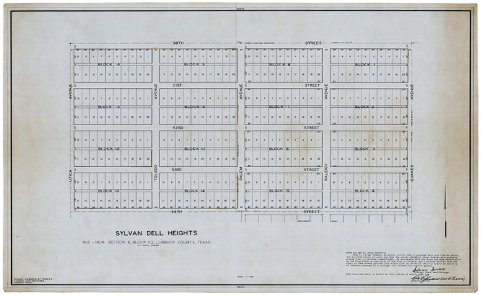 92774, Sylvan Dell Heights, North Half of Northeast Quarter of Section 9, Block E2 (J. C. Davis, Owner), Twichell Survey Records