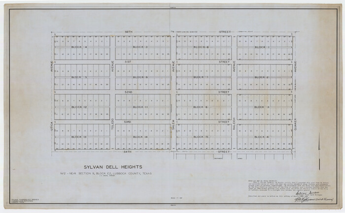 92774, Sylvan Dell Heights, North Half of Northeast Quarter of Section 9, Block E2 (J. C. Davis, Owner), Twichell Survey Records
