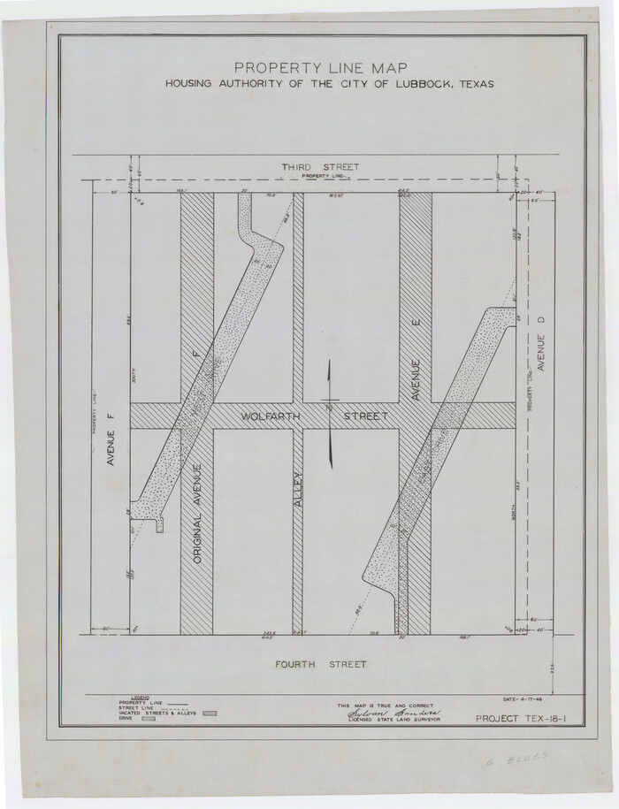 92777, Property Line Map, Housing Authority of the City of Lubbock, Texas, Twichell Survey Records