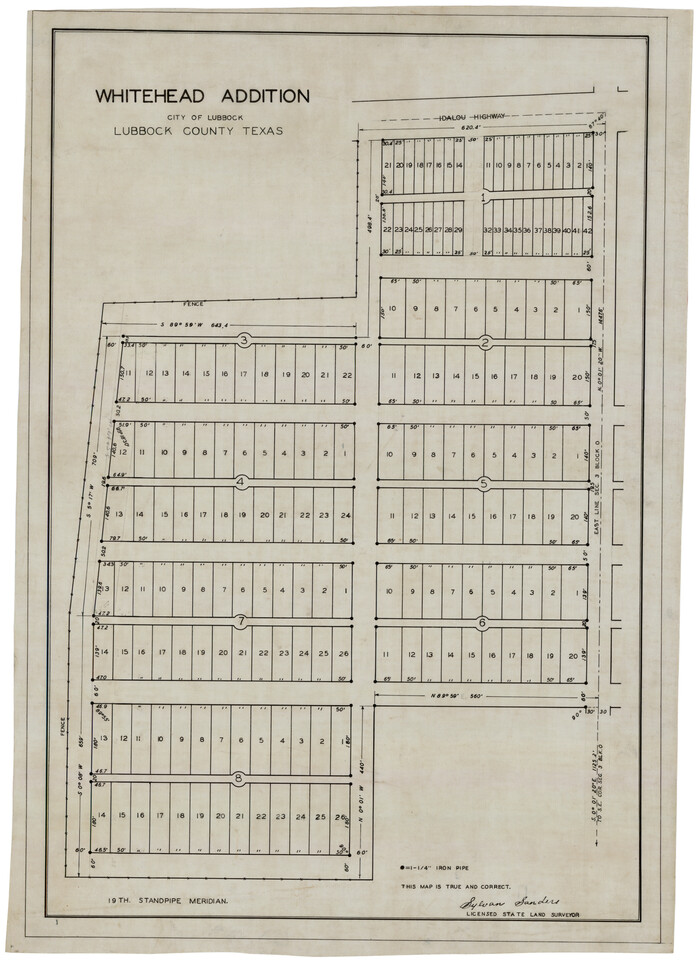 92779, Whitehead Addition, City of Lubbock, Twichell Survey Records