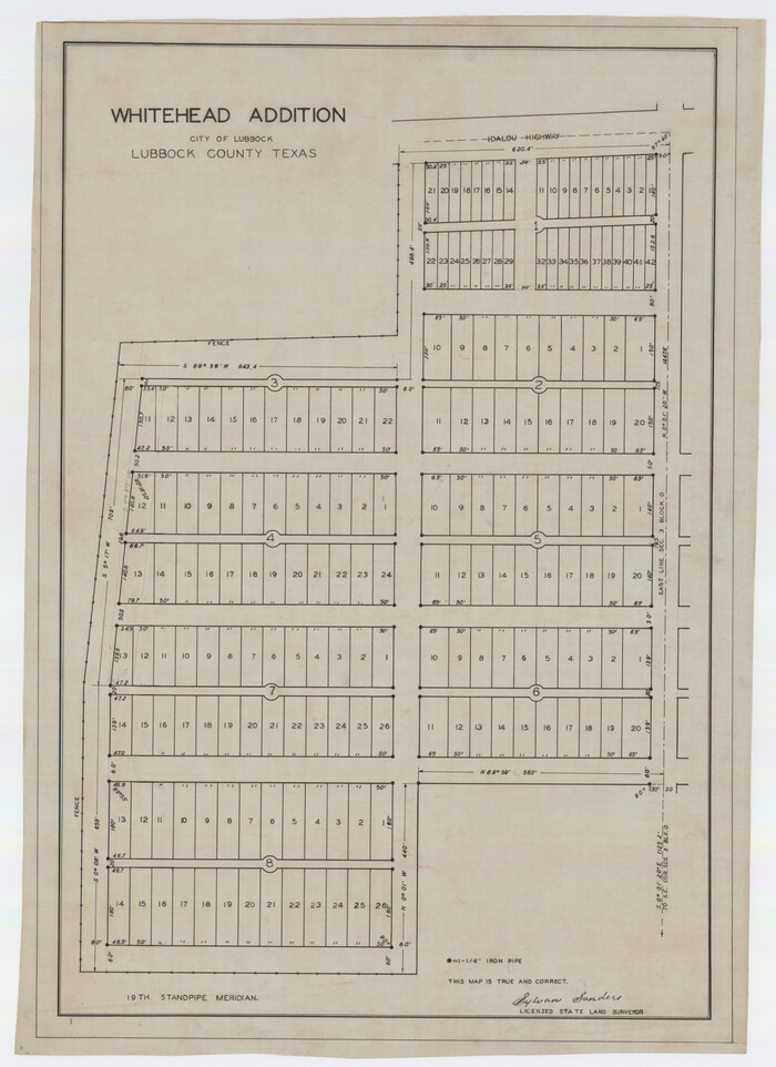 92779, Whitehead Addition, City of Lubbock, Twichell Survey Records