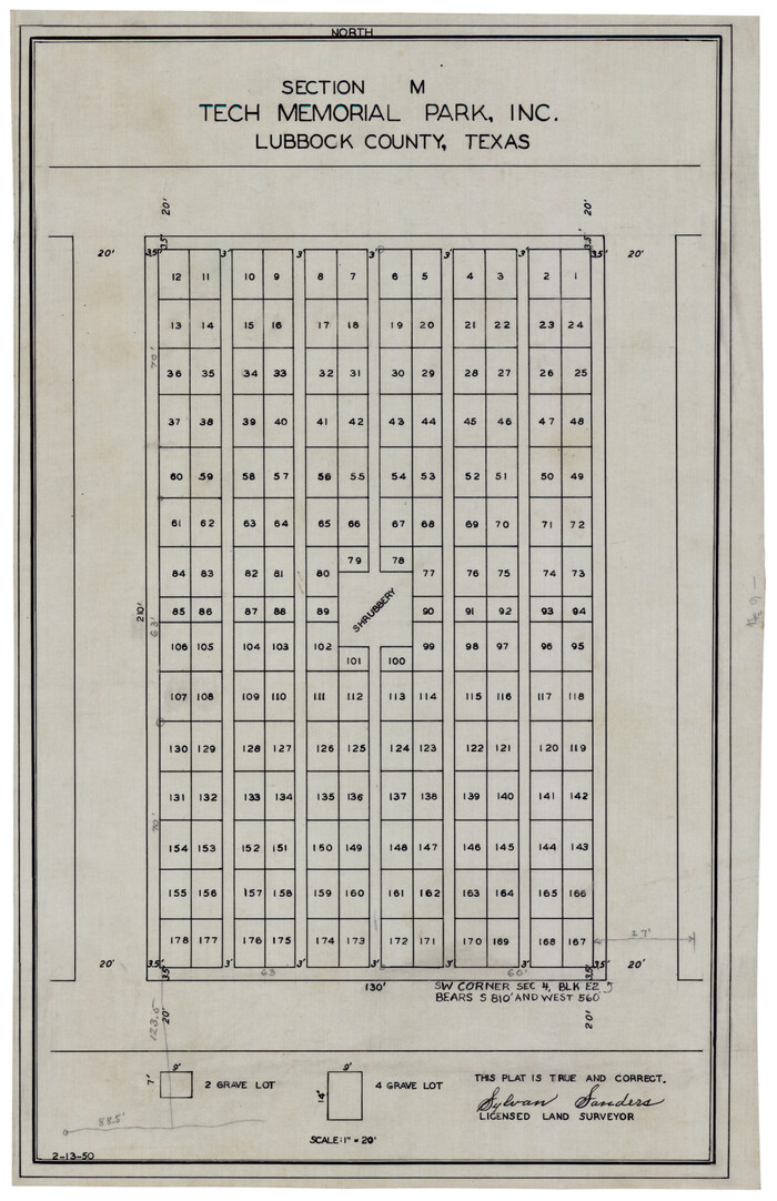 92784, Section M, Tech Memorial Park, Inc., Twichell Survey Records