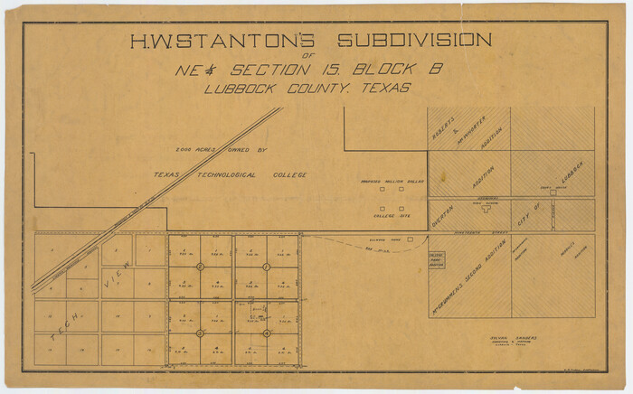 92788, H. W. Stanton's Subdivision of Northeast Quarter, Section 15, Block B, Twichell Survey Records