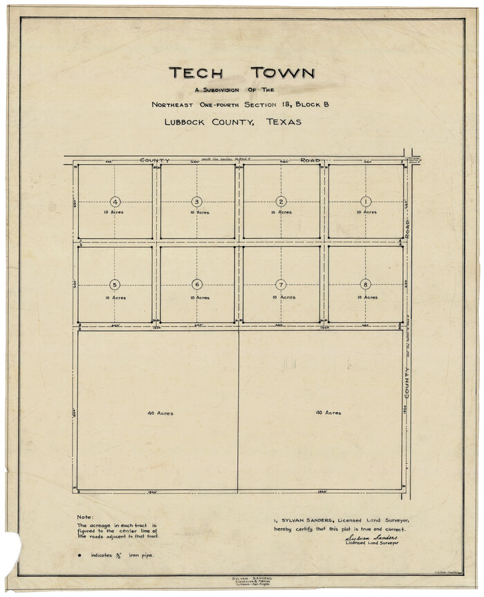 92792, Tech Town a Subdivision of the Northeast Quarter Section 18, Block B, Twichell Survey Records