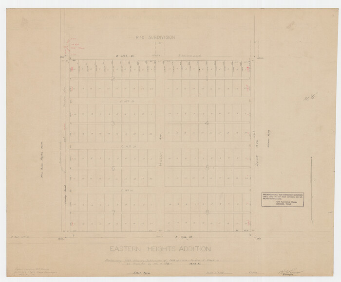 92811, Eastern Heights Addition - Preliminary Plat Showing Subdivision of SW/4 of SW/4 - Sectin 5 Block O as Proposed by Mr. H. Sieber 38.43 Ac., Twichell Survey Records