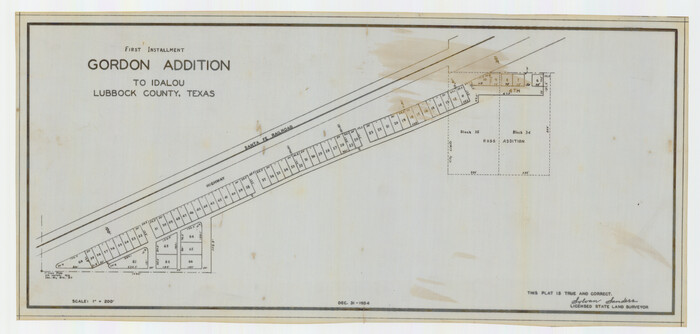 92828, First Installment Gordon Addition to Idalou, Twichell Survey Records