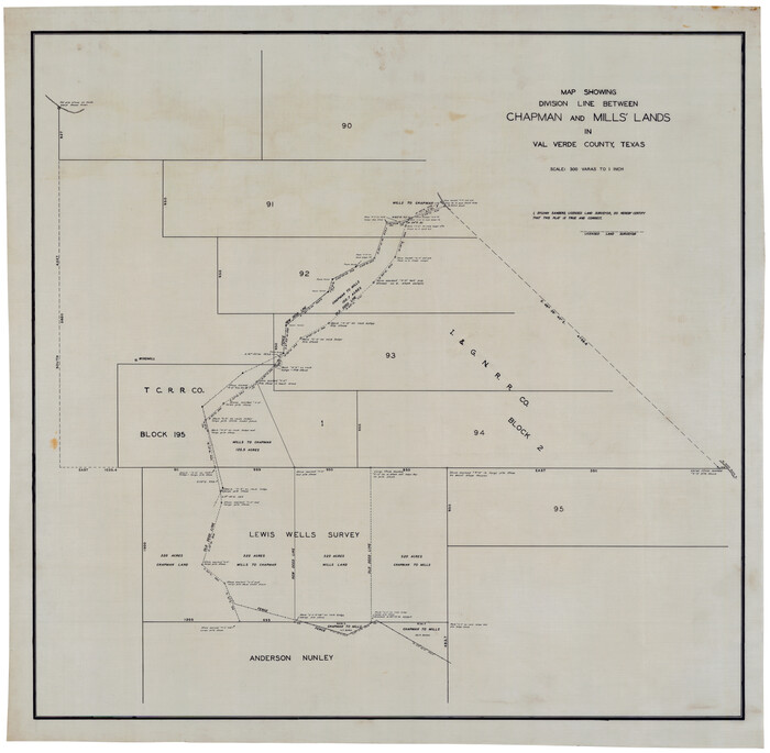 92848, Map Showing Division Line Between Chapman and Mills' Lands, Twichell Survey Records