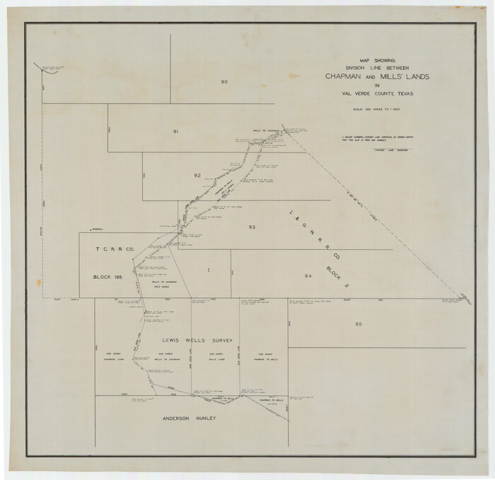 92848, Map Showing Division Line Between Chapman and Mills' Lands, Twichell Survey Records