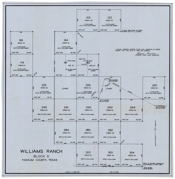 92850, Williams Ranch Block D, Twichell Survey Records