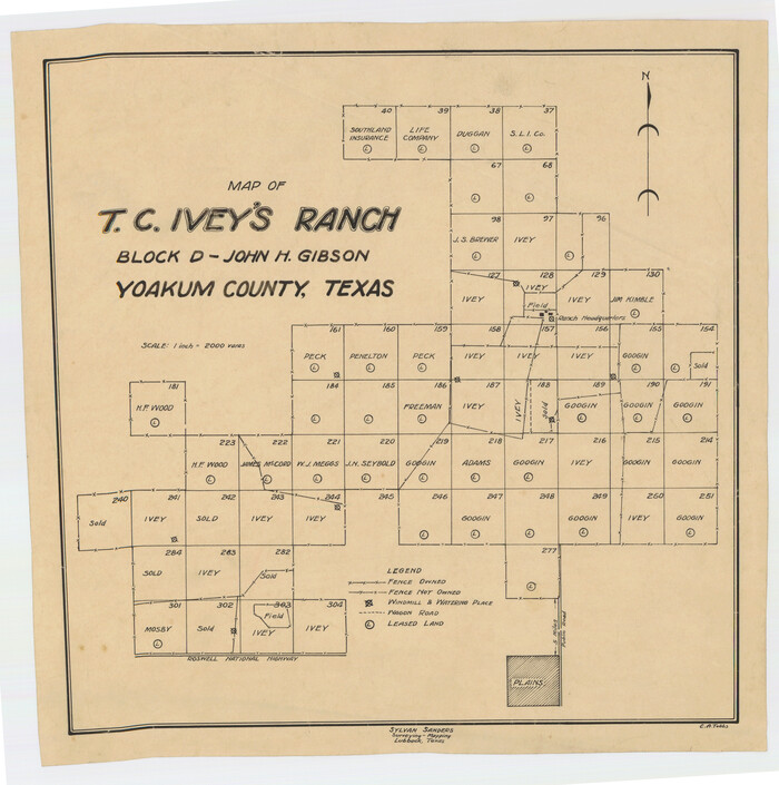 92853, Map of T. C. Ivey's Ranch Block D - John H. Gibson, Twichell Survey Records