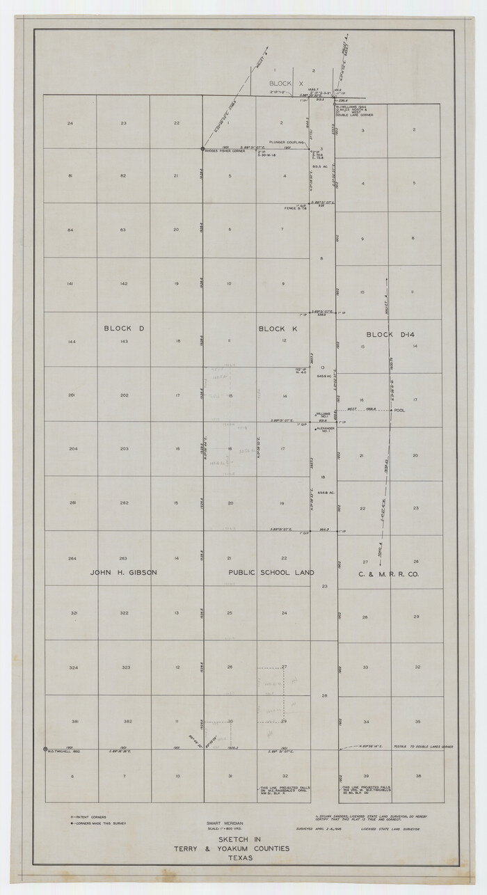 92854, Sketch in Terry & Yoakum Counties, Twichell Survey Records