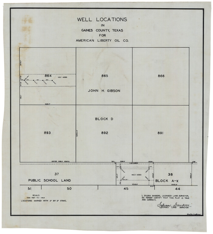 92855, Well Locations in Gaines County, Texas for American Liberty Oil Co., Twichell Survey Records