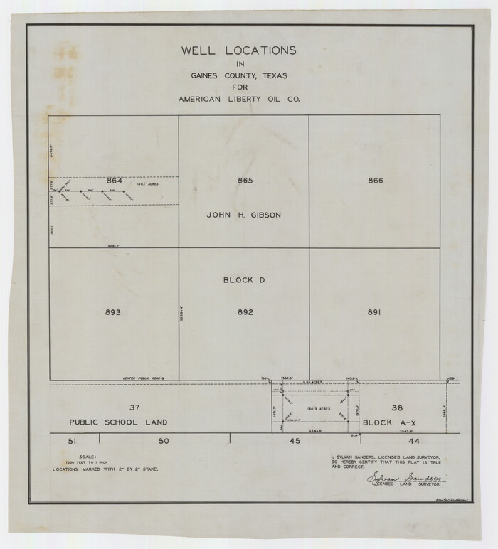 92855, Well Locations in Gaines County, Texas for American Liberty Oil Co., Twichell Survey Records