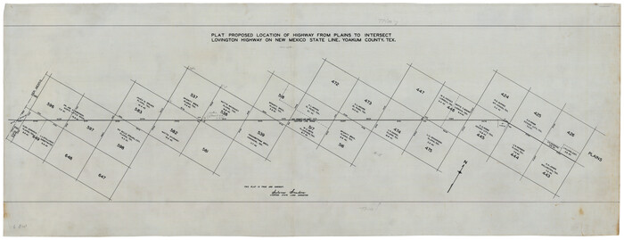 92856, Plat Proposed Location of Highway From Plains to Intersect Lovington Highway on New Mexico State Line, Twichell Survey Records