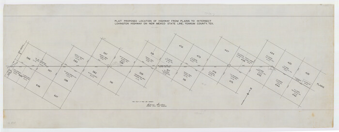 92856, Plat Proposed Location of Highway From Plains to Intersect Lovington Highway on New Mexico State Line, Twichell Survey Records