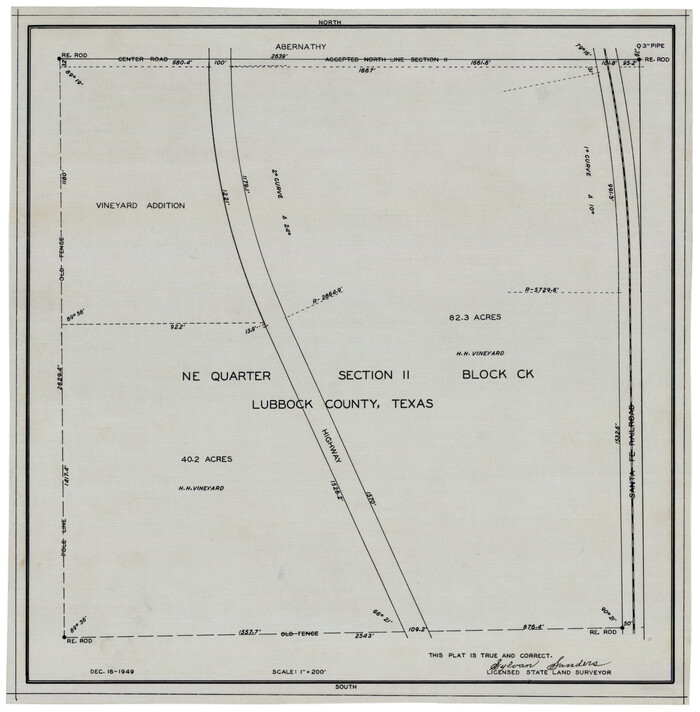 92871, [NE Quarter Section 11 Block CK Lubbock County, Texas], Twichell Survey Records