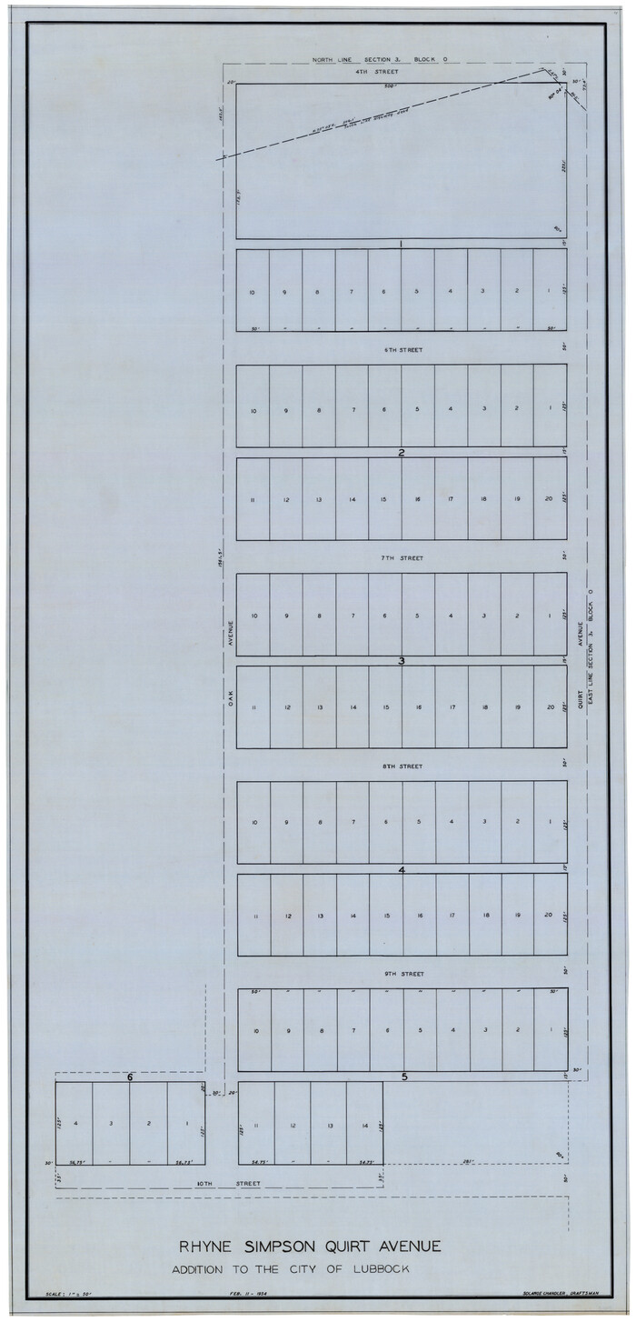 92877, Rhyne Simpson Quirt Avenue Addition to the City of Lubbock, Twichell Survey Records