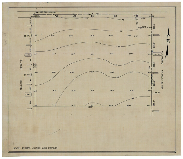 92881, [Sketch showing elevation between College Heights and Miller-Stevens Subdivision along Lincoln Ave.], Twichell Survey Records