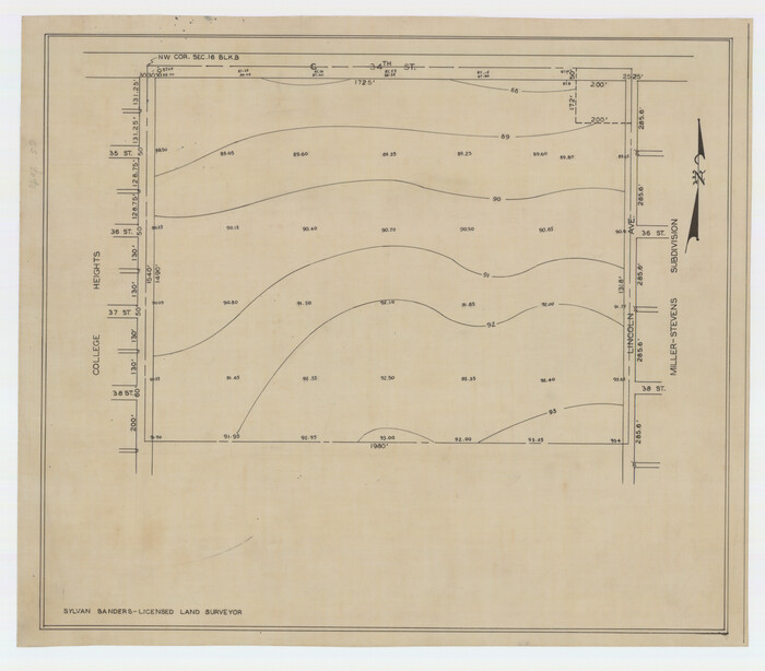92881, [Sketch showing elevation between College Heights and Miller-Stevens Subdivision along Lincoln Ave.], Twichell Survey Records