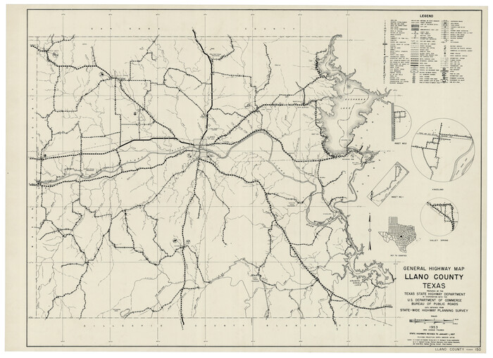 92883, General Highway Map Llano County Texas, Twichell Survey Records