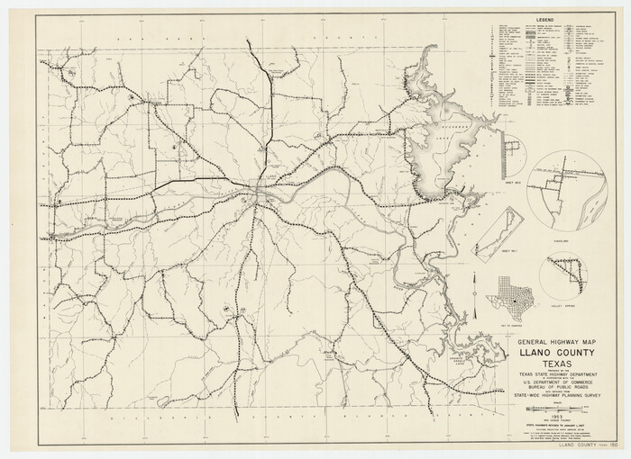 92883, General Highway Map Llano County Texas, Twichell Survey Records