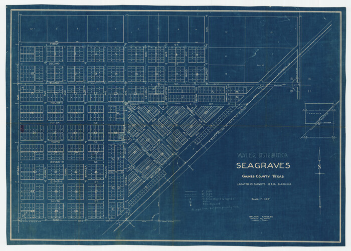 92899, Water Distribution Seagraves Located in Surveys 10 & 15, Block C-34, Twichell Survey Records