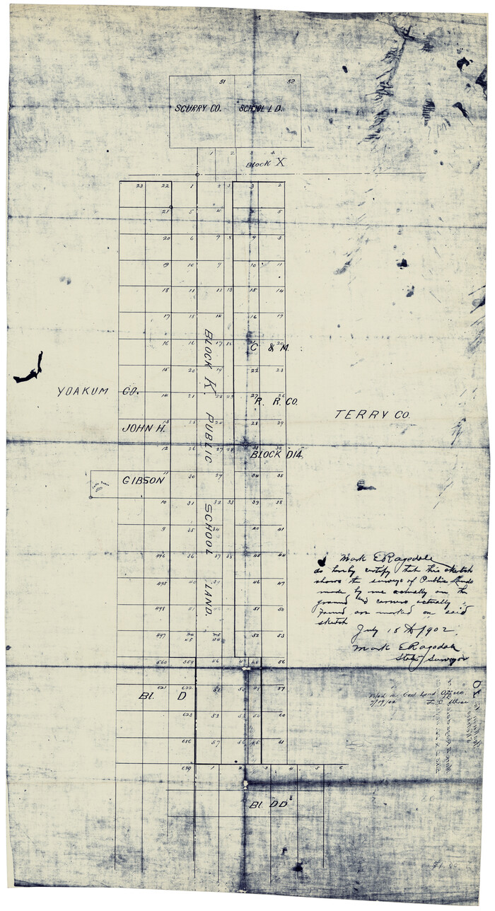 92907, [Block K, Public School Land], Twichell Survey Records