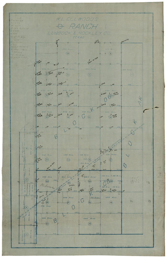 92913, W. L. Ellwood's O Ranch, Lubbock and Hockley Counties, Twichell Survey Records