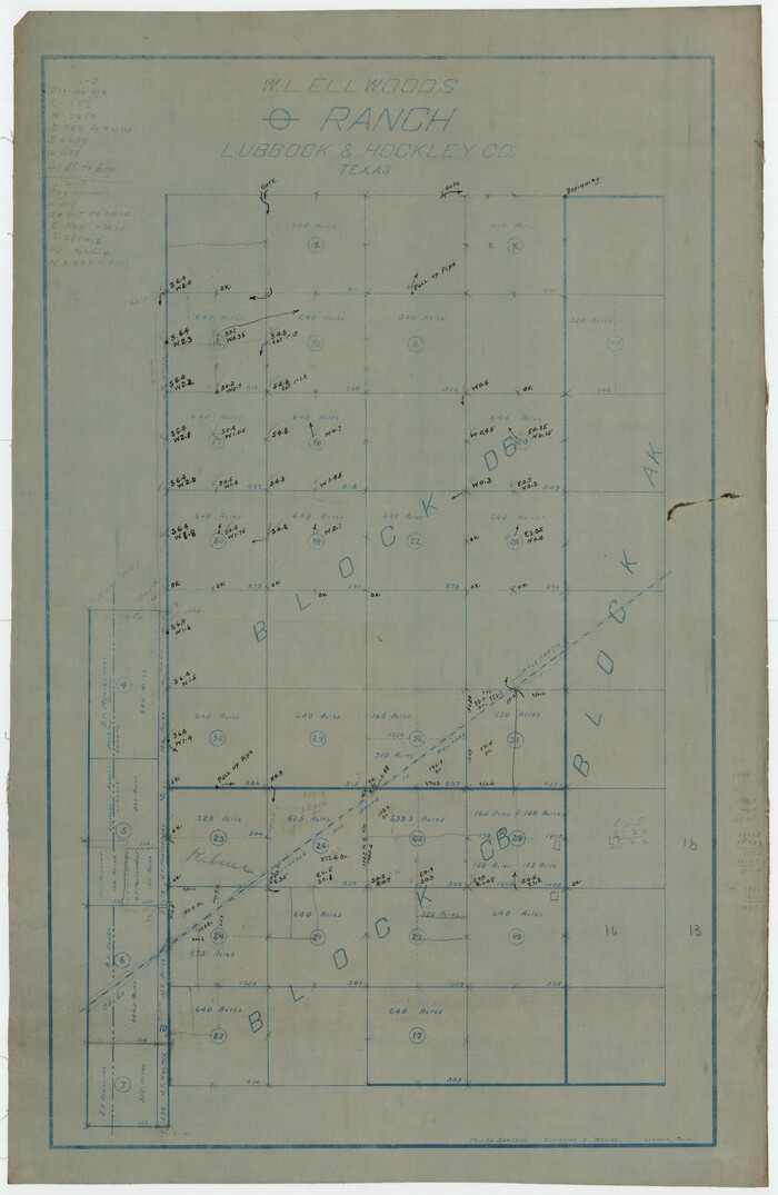 92913, W. L. Ellwood's O Ranch, Lubbock and Hockley Counties, Twichell Survey Records