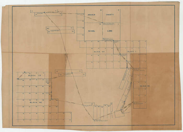 92914, [Archer County School Land, Sections 1,2,3,4, Blocks GG, I, 29, A2, C3], Twichell Survey Records