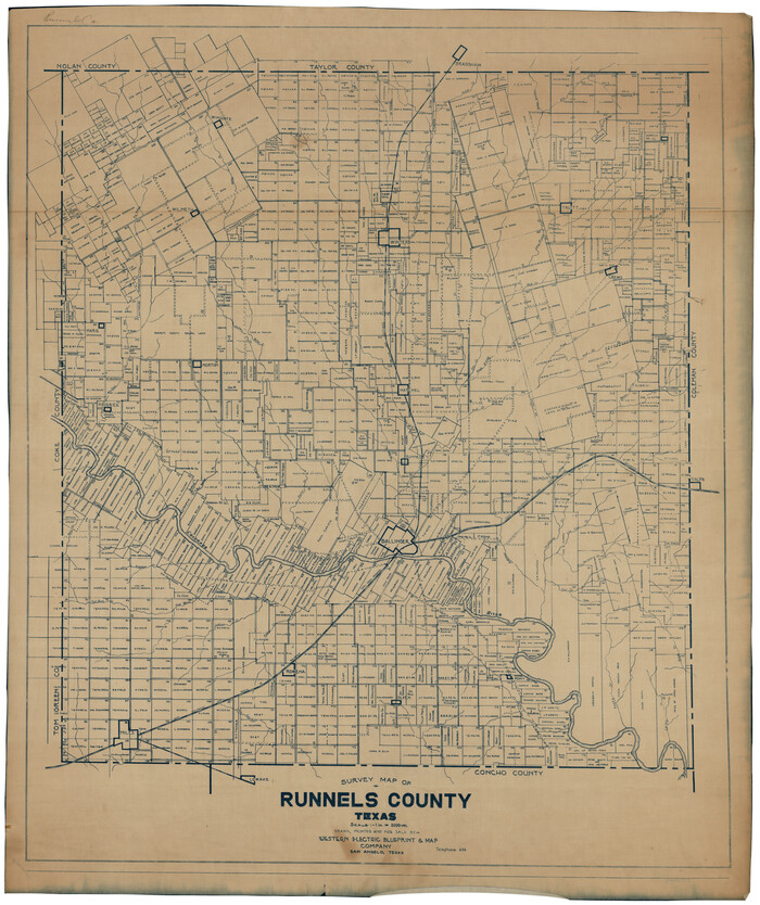 92918, Survey Map of Runnels County, Twichell Survey Records