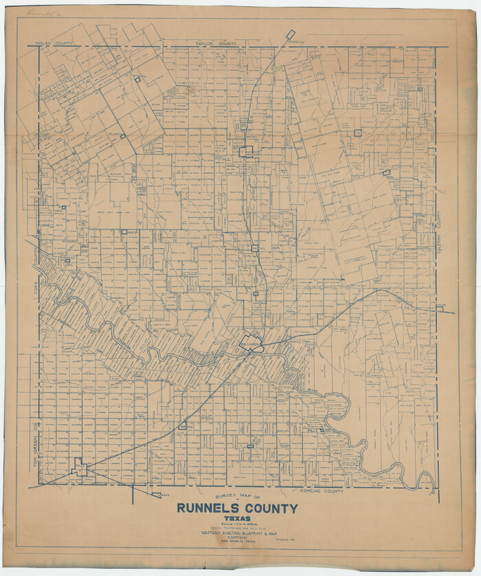 92918, Survey Map of Runnels County, Twichell Survey Records