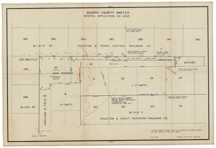 92926, Scurry County Sketch Mineral Application No. 42315, Twichell Survey Records