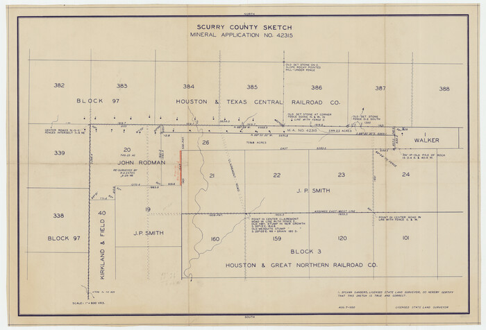 92926, Scurry County Sketch Mineral Application No. 42315, Twichell Survey Records