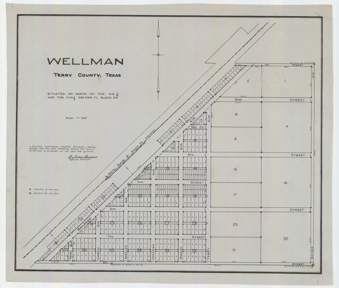 92930, Wellman Situated on Parts of the Northeast 1/4 and Northwest 1/4 Section 17, Block DD, Twichell Survey Records
