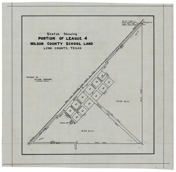 92940, Sketch Showing Portion of League 4, Wilson County School Land, Lynn County, Texas, Twichell Survey Records