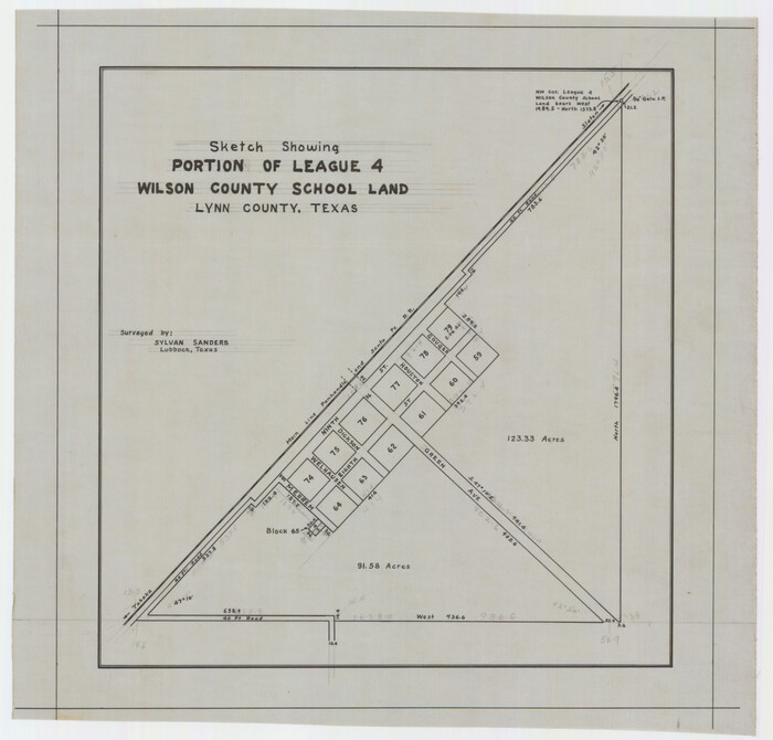 92940, Sketch Showing Portion of League 4, Wilson County School Land, Lynn County, Texas, Twichell Survey Records