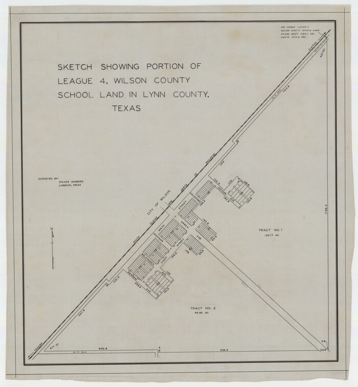 92941, Sketch Showing Portion of League 4, Wilson County School Land in Lynn County, Twichell Survey Records