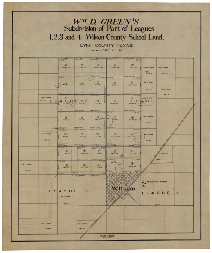 92959, Wm. D. Green's Subdivision of Part of Leagues 1,2,3, and 4 Wilson County School Land, Twichell Survey Records