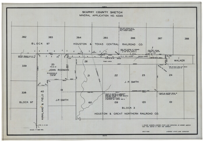 92965, Scurry County Sketch Mineral Application No. 42315, Twichell Survey Records